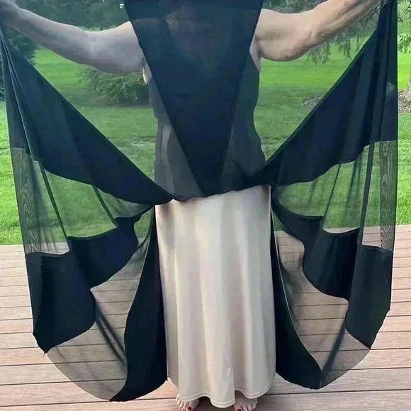 Onyx Noir Womens Formal Dress Black 14 Vintage  Maxi Fitted Avant Garde Glam EUC - Picture 7 of 14